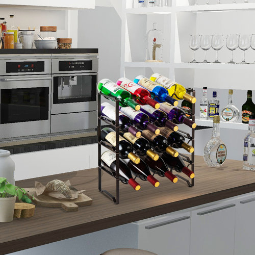 Rebrilliant 4 Tier Countertop Wine Rack, Freestanding Stackable Wine